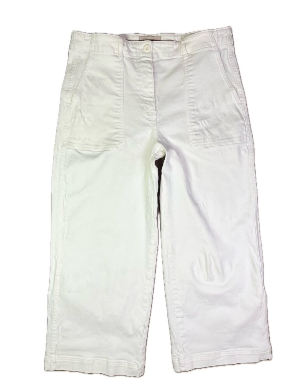*Flawed* Everlane Size 12 White Wide-Leg Cropped Pants